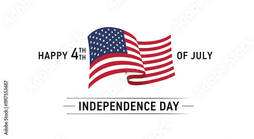 American flag icon for Independence Day, 4th of July celebration symbol, patriotic emblem