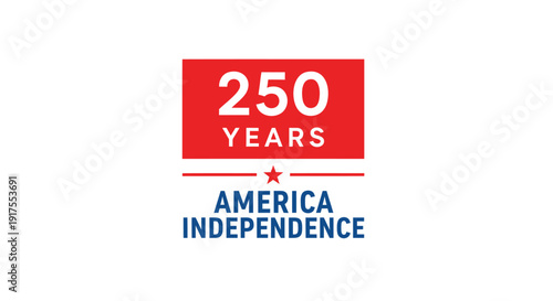 American independence day icon set, 250 years anniversary symbols. Includes USA patriotic icons. Created in flat style with red, white, and blue palette.