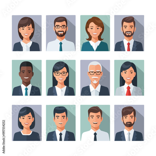 Diverse business people avatars team members employee portraits
