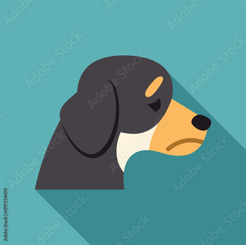 Dachshund dog head showing sadness in a flat design illustration