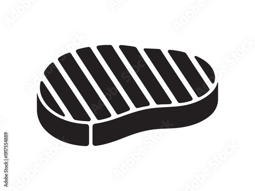 grilled beef steak silhouette with barbecue grill marks icon
