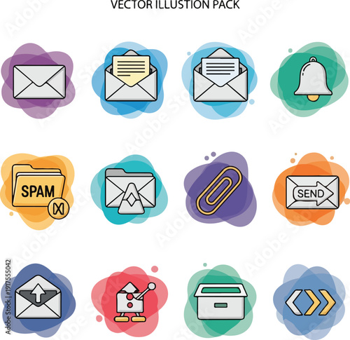 Vector Email Icons Set for UI Design