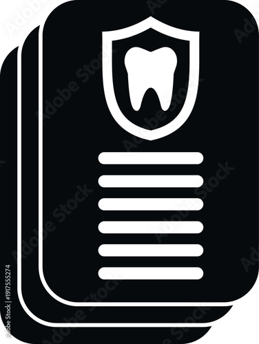 Documents with a protected tooth symbol representing dental health and protection