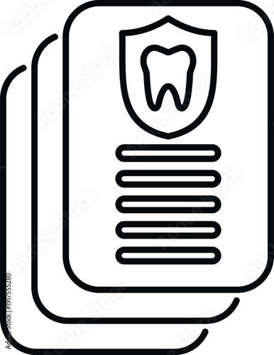 Document stack displaying shield and tooth protecting oral health