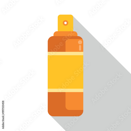 Orange and yellow aerosol spray bottle icon with long shadow