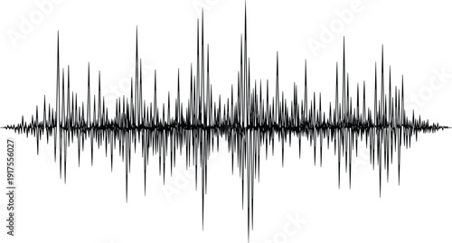 Audio sound wave waveform vector illustration, music frequency spectrum signal, abstract voice recording visualization design element