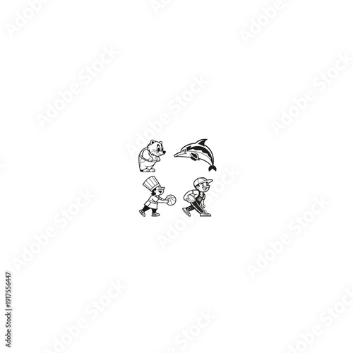 Set of 4 animal icons vector