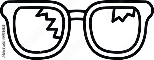 Glasses with cracked lenses representing vision problems, damage, and accidents