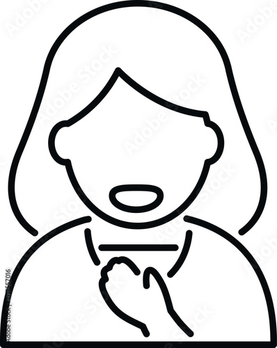 Person icon having a sore throat, feeling pain, or losing their voice