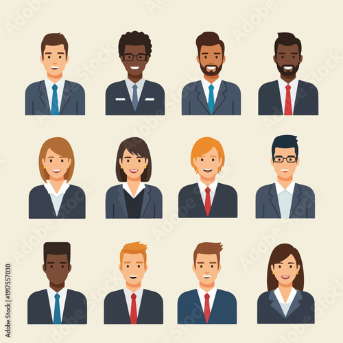 Diverse business people cartoon characters office workers