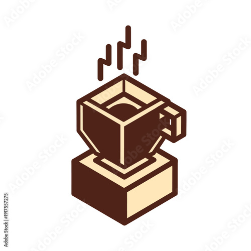 Coffee Grinder Icon with Coffee Beans and Steam.