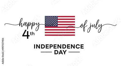 American Independence Day greeting card with flag, 4th of July celebration vector illustration