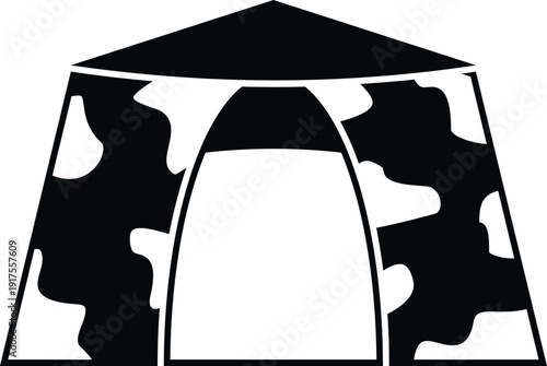 Camouflage tent icon representing outdoor military shelter for camping and hunting