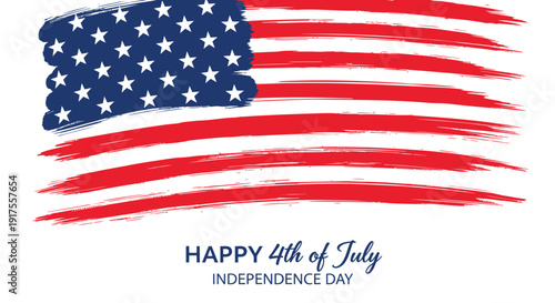 American flag on 4th of July Independence Day celebration, vector illustration