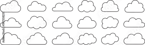 cloud vector set outline silhouettes for app and ui use