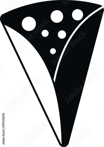 Simple black and white vector illustration of a folded crepe dessert icon