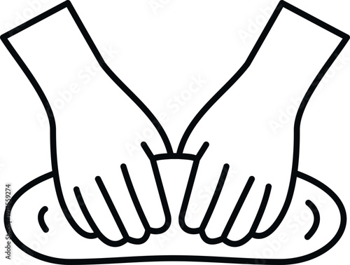 Hands kneading dough representing cooking, baking, or food preparation