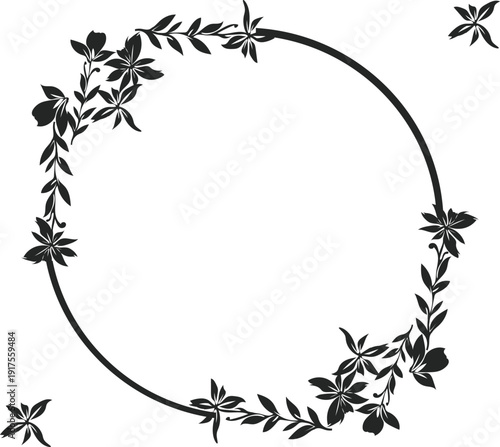 golden wheat frame Wedding circle frame with luxury gold floral Flower wreath. Circle floral frame. Decorative botanical round circles with various flowers, leaves, branches. Spring botanical elements