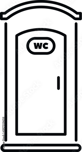 Portable toilet wc icon representing a temporary public restroom facility