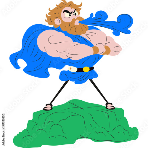 Anaximenes blowing air to explain the nature of reality