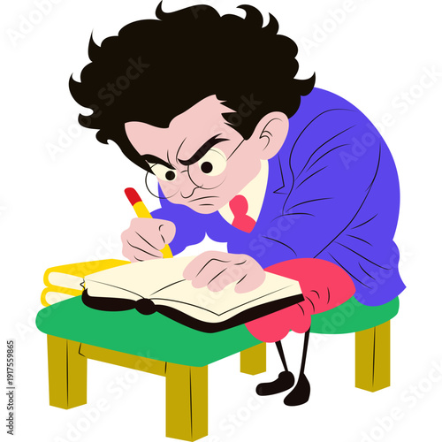 Antonio Gramsci writing prison notebooks intensely