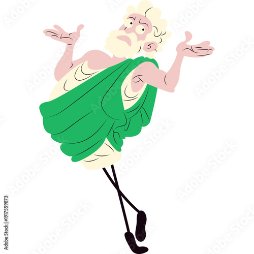 Arcesilaus questioning everything with hands raised in doubt