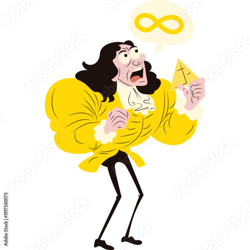 Blaise Pascal contemplating infinity while holding a triangle