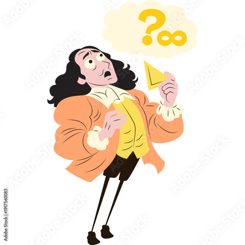 Blaise Pascal contemplating infinity while holding a triangle