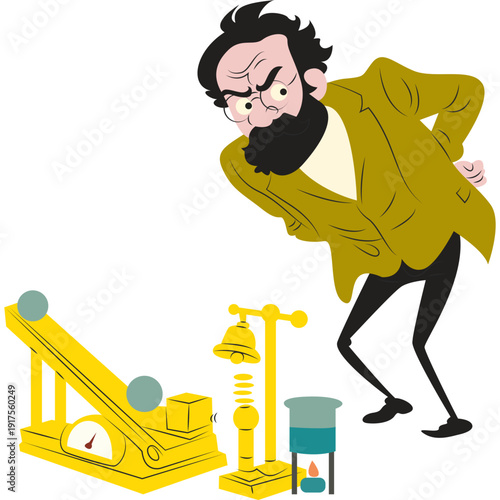 Ernst Mach observing motion experiments skeptically