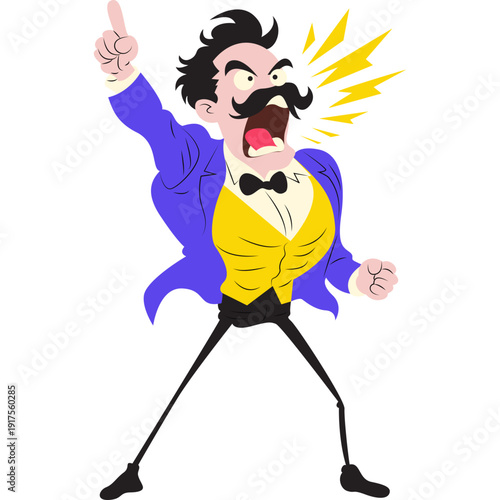 Friedrich Nietzsche standing defiantly shouting ideas