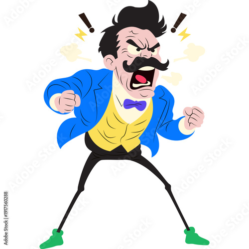 Friedrich Nietzsche standing defiantly shouting ideas