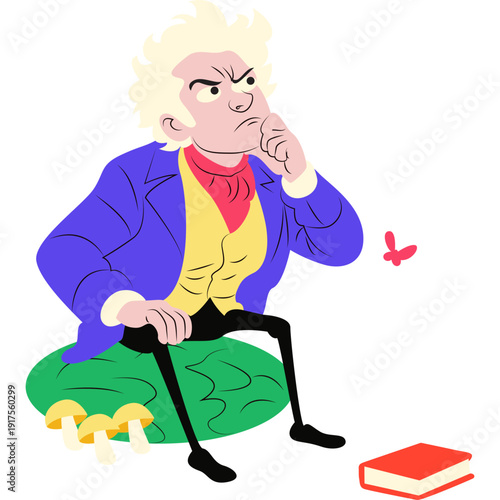 Friedrich Schelling contemplating nature philosophy in a forest