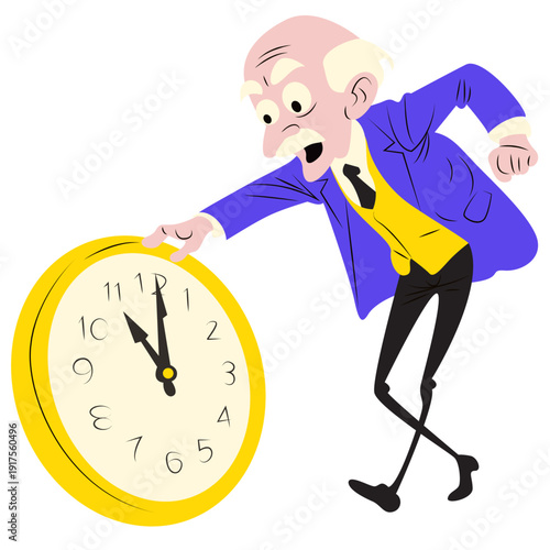 Henri Bergson observing time flow on a clock