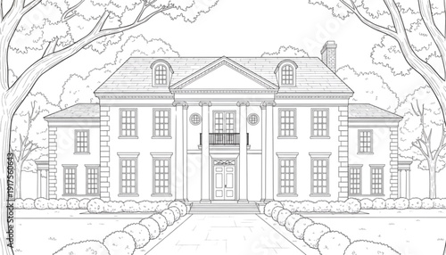 Elegant Mansion Exterior, Luxury Real Estate, Wealthy Lifestyle, Grand Entrance, Architectural Design, Dream Home, Property