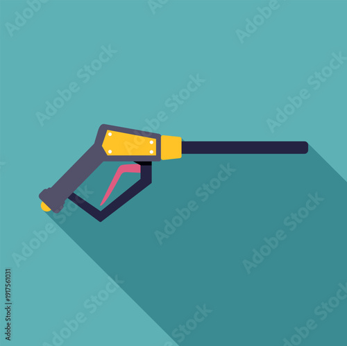 Pressure washer nozzle icon with long shadow, illustrating a cleaning equipment