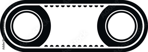 Timing belt conveying power between rotating pulleys for mechanical systems