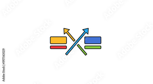 Colorful Arrows Crossing Over Rectangles.