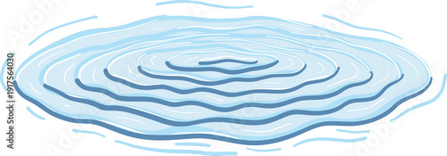 Blue water ripple swimming pool surface hand drawn illustration