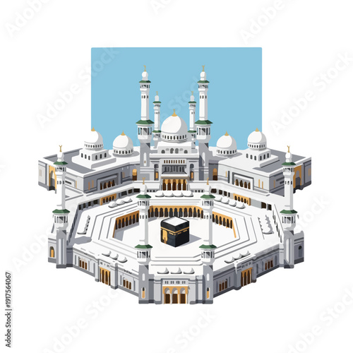 Pixel art illustration of the Masjid al Haram Mecca