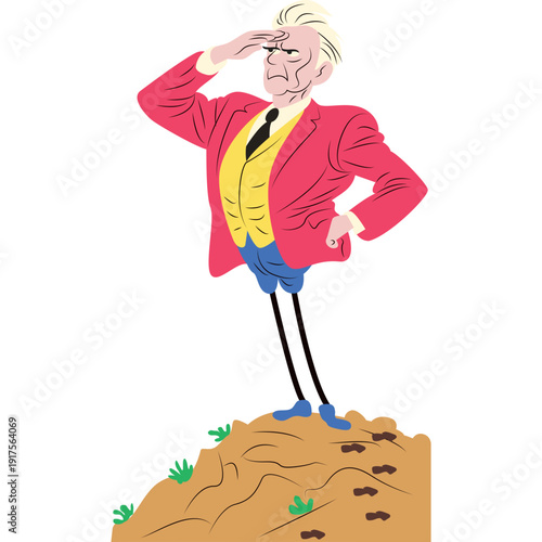 Karl Jaspers gazing toward distant horizon philosophically