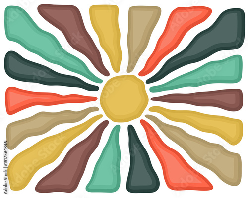 Background with stylized colored sun.