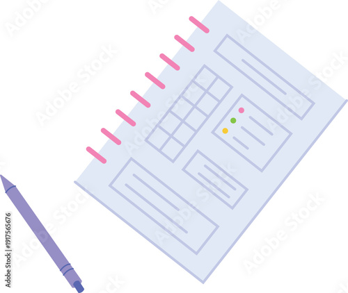 Life planning icon. Time management paper sheet drawing