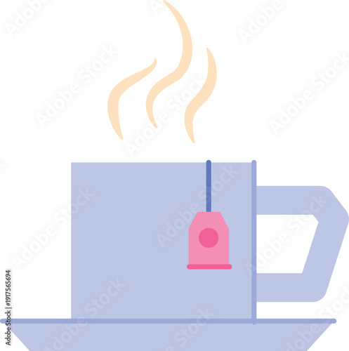 Hot tea cup. Herbal healthy drink color icon