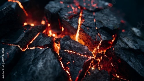 Wallpaper Mural Cracked volcanic surface with glowing lava fissures radiating intense heat and dramatic texture symbolizing raw power of nature and geological activity Torontodigital.ca