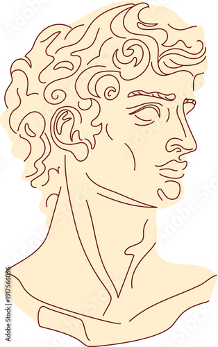 Classic david face statue hand drawn icon