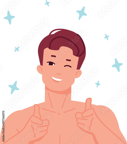 After shave care. Man with clean face skin