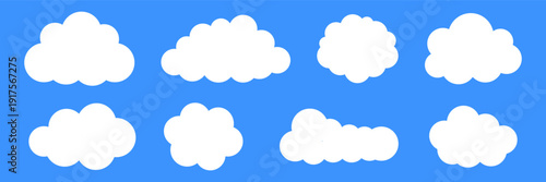 Fluffy cloud frame label set. Cloud shaped and jagged frame silhouette oval and circle frames with scalloped edges