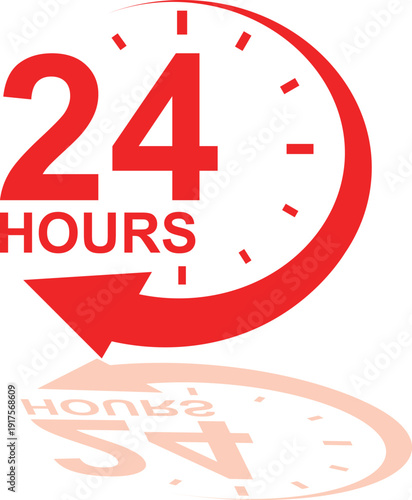 24 hours icon logo. Twenty four hours icon. Vector Illustration