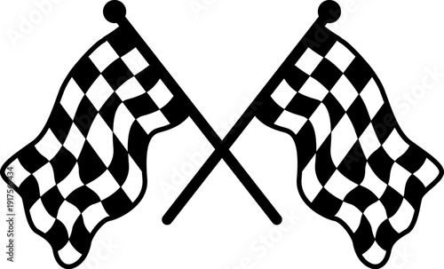Racing checkered flags, black silhouette automotive racing flag, race flag start and finish eps vector file