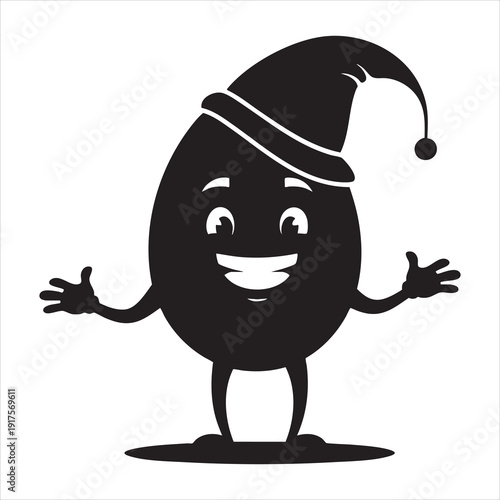 Black Easter egg. Vintage silhouette for Easter day, greeting card and design. Isolated vector illustration